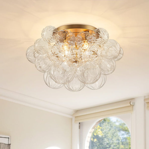 Luxury 4 - Light Clear Textured Glass Semi - Flush Mount - Yiilighting