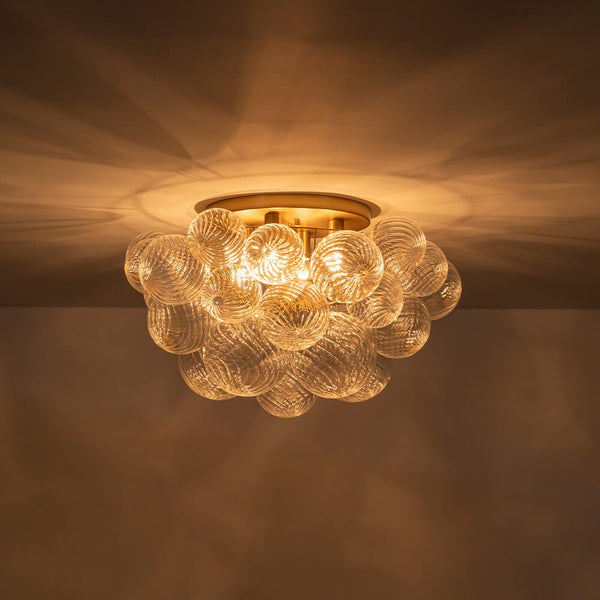 Luxury 4 - Light Clear Textured Glass Semi - Flush Mount - Yiilighting