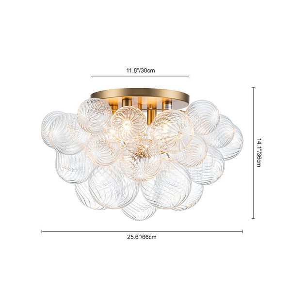 Luxury 4 - Light Clear Textured Glass Semi - Flush Mount - Yiilighting