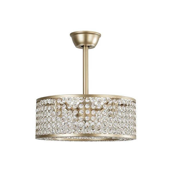 Luxury 4-Light Crystal Cage Drum Fan Ceiling Light - Yiilighting