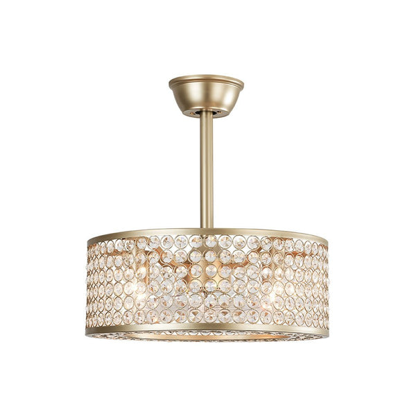 Luxury 4-Light Crystal Cage Drum Fan Ceiling Light - Yiilighting