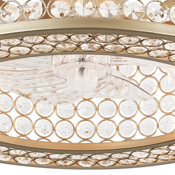 Luxury 4-Light Crystal Cage Drum Fan Ceiling Light - Yiilighting