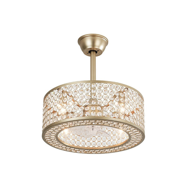 Luxury 4-Light Crystal Cage Drum Fan Ceiling Light - Yiilighting