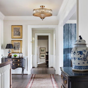 Luxury 6 - Light Drum Crystal Semi - Flush Mount Ceiling Light - Yiilighting