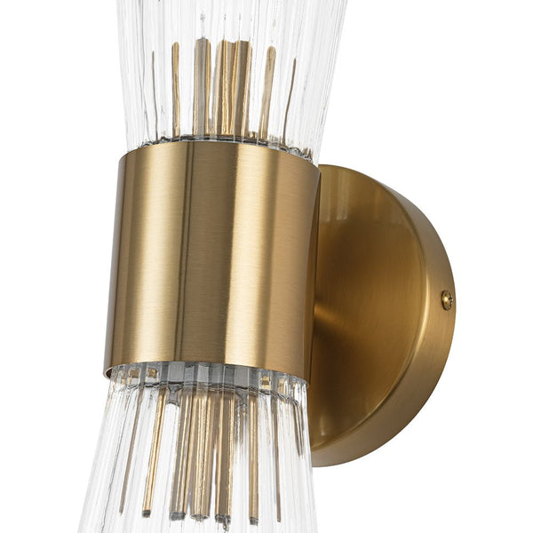 Luxury Minimalist 2 - Light Clear Ribbed Glass Double - Conical Wall Sconce - Yiilighting