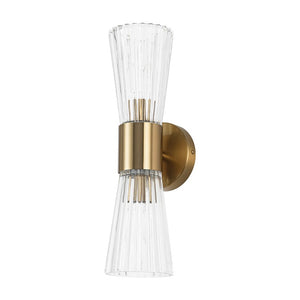 Luxury Minimalist 2 - Light Clear Ribbed Glass Double - Conical Wall Sconce - Yiilighting