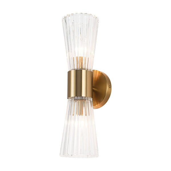 Luxury Minimalist 2 - Light Clear Ribbed Glass Double - Conical Wall Sconce - Yiilighting
