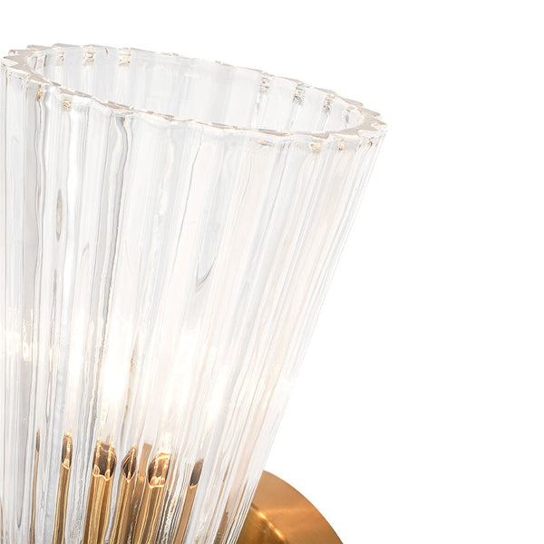 Luxury Minimalist 2 - Light Clear Ribbed Glass Double - Conical Wall Sconce - Yiilighting