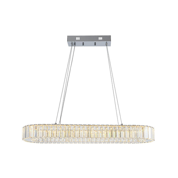 Luxury Oval Crystal LED Linear Kitchen Island Chandelier - Yiilighting