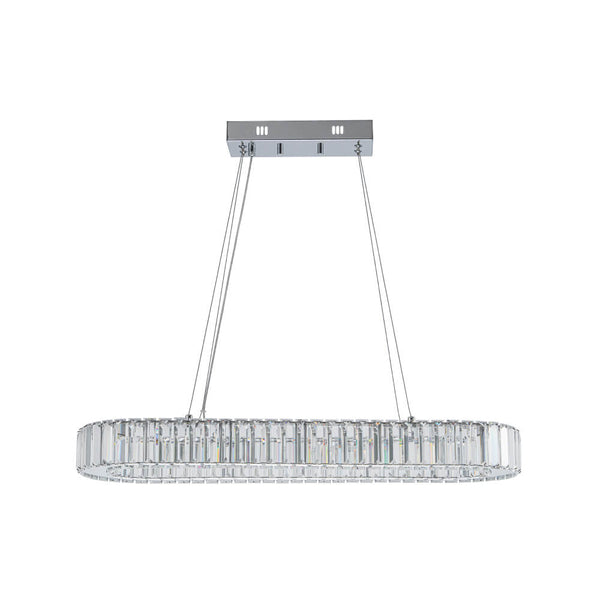 Luxury Oval Crystal LED Linear Kitchen Island Chandelier - Yiilighting