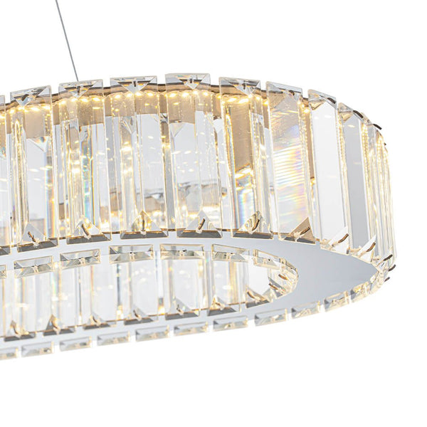 Luxury Oval Crystal LED Linear Kitchen Island Chandelier - Yiilighting