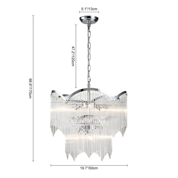 Luxury Two - Tier Crystal Glass Tassel Chandelier - Yiilighting