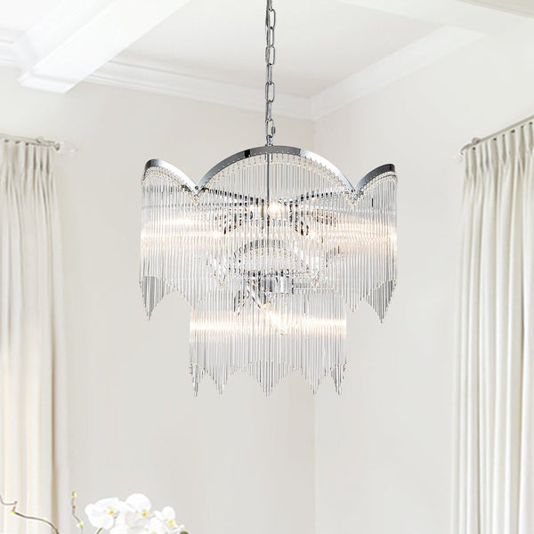 Luxury Two - Tier Crystal Glass Tassel Chandelier - Yiilighting