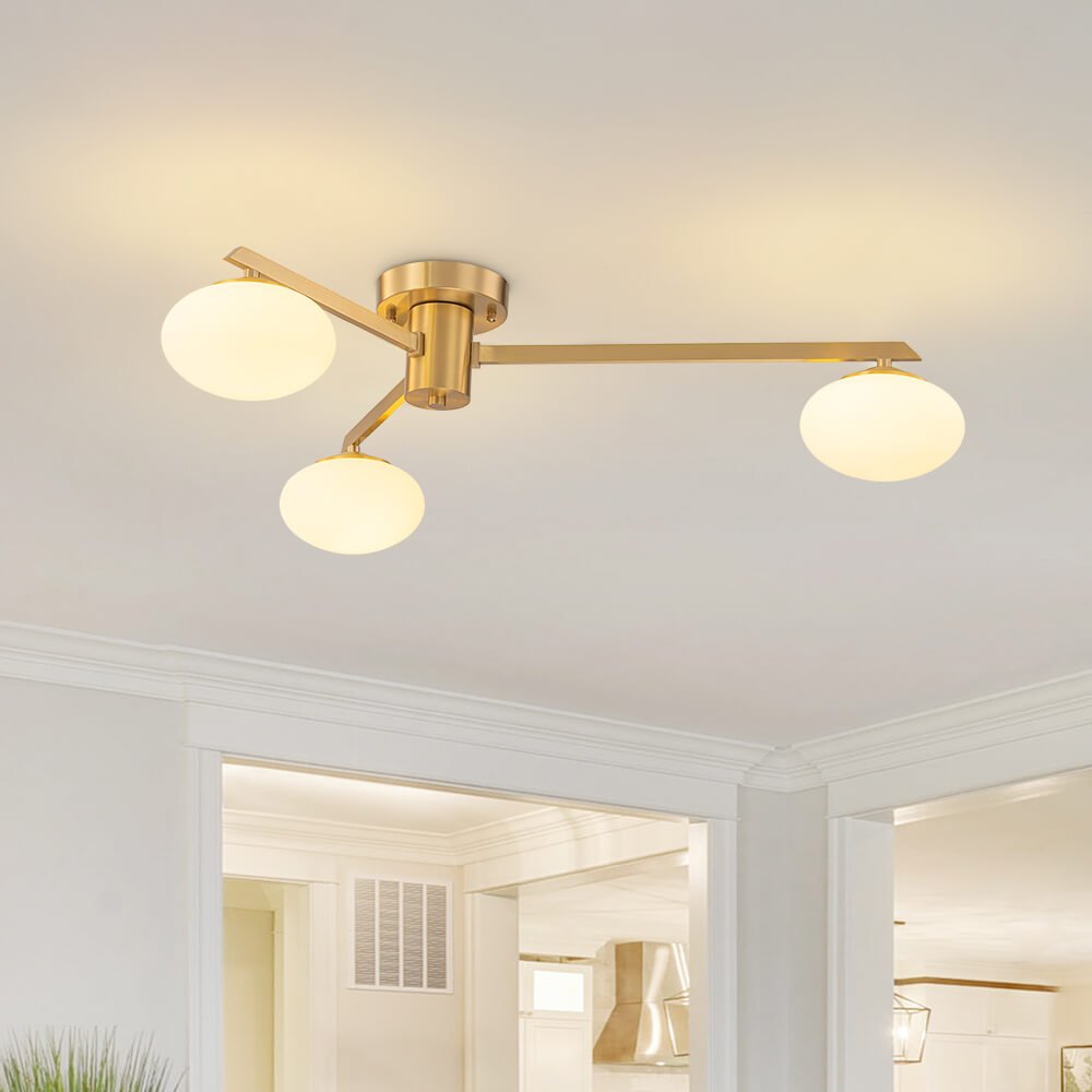 Mid-century 3/4-Light Oval Glass Sputnik Semi-flush Mount