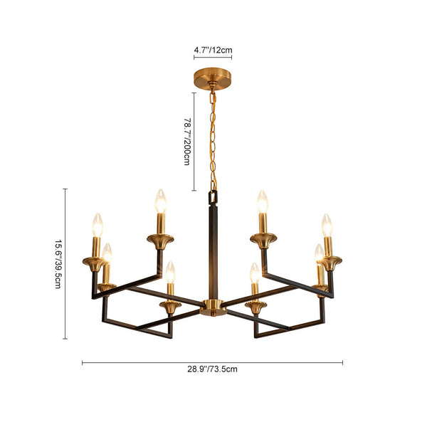 Mid - Century 8 - Light Geometric Candle Chandelier - Yiilighting