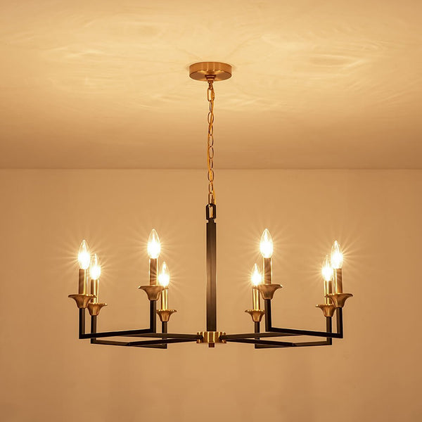 Mid - Century 8 - Light Geometric Candle Chandelier - Yiilighting