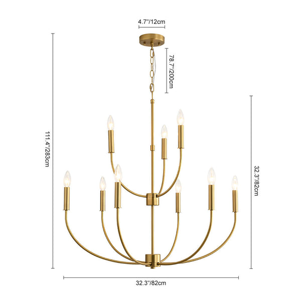 Mid - Century 9 - Light Candle Branch Chandelier - Yiilighting