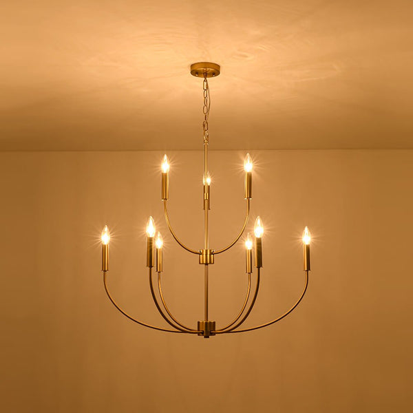 Mid - Century 9 - Light Candle Branch Chandelier - Yiilighting