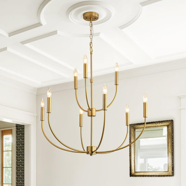 Mid - Century 9 - Light Candle Branch Chandelier - Yiilighting