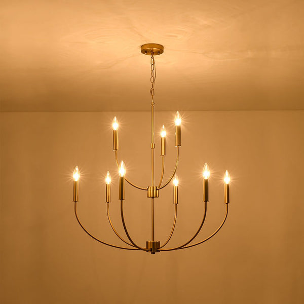 Mid - Century 9 - Light Candle Branch Chandelier - Yiilighting