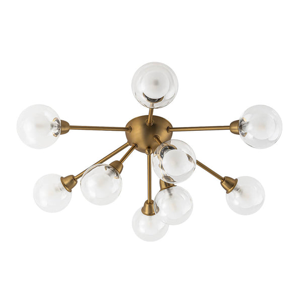 Mid - Century 9 - Light Glass Globe Sputnik Semi Flush Mount Ceiling Light - Yiilighting