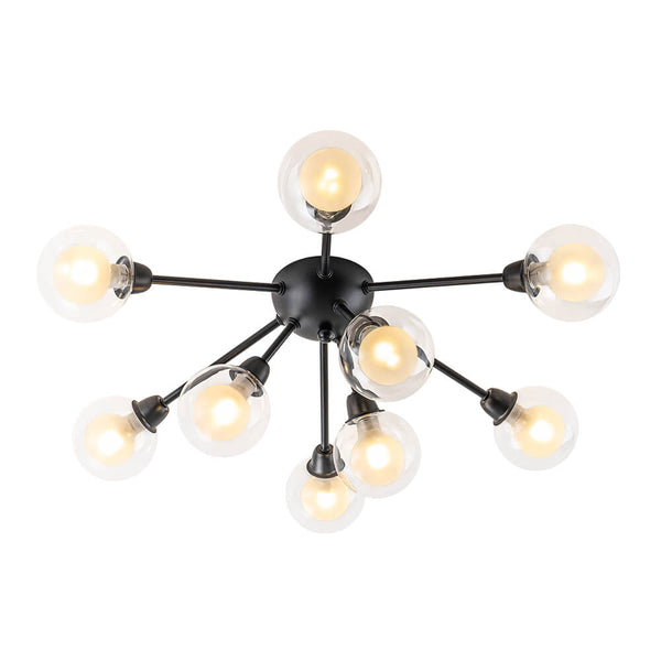 Mid - Century 9 - Light Glass Globe Sputnik Semi Flush Mount Ceiling Light - Yiilighting