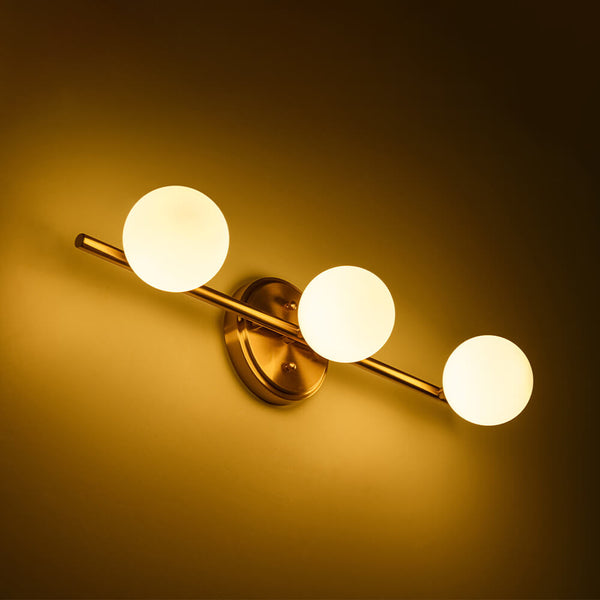 Mid - century Milky Glass Globe Linear Vanity Wall Sconce - Yiilighting