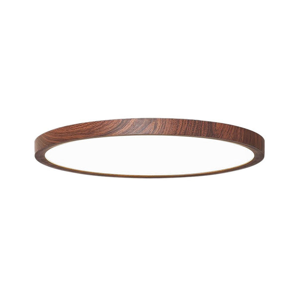 Mid - Century Minimalist Walnut Wood Grain Dimmable LED Flush Mount - Yiilighting