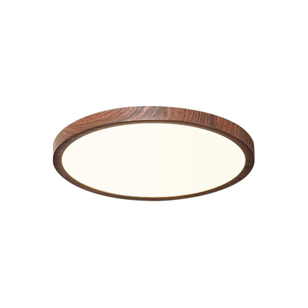 Mid - Century Minimalist Walnut Wood Grain Dimmable LED Flush Mount - Yiilighting