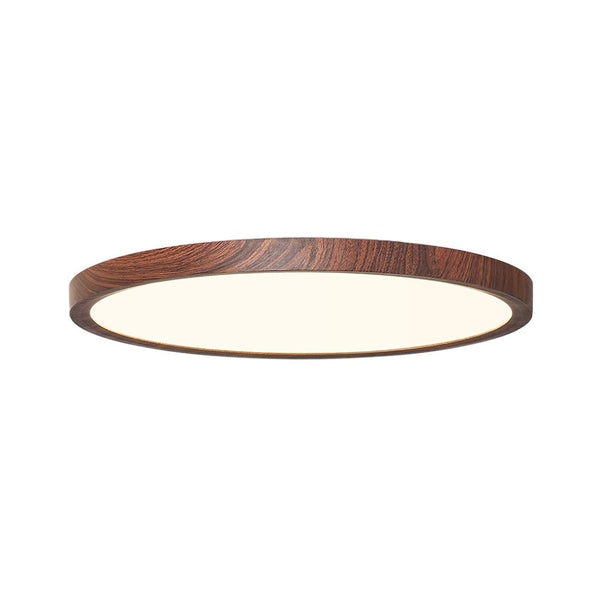 Mid - Century Minimalist Walnut Wood Grain Dimmable LED Flush Mount - Yiilighting