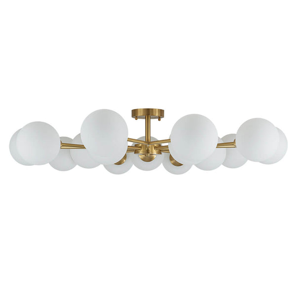 Mid - century Modern 15 - Light Sputnik Branching Glass Globe Semi Flush Mount - Yiilighting