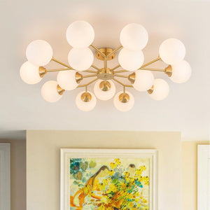 Mid - century Modern 15 - Light Sputnik Branching Glass Globe Semi Flush Mount - Yiilighting