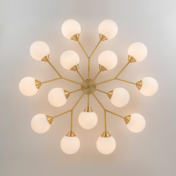 Mid - century Modern 15 - Light Sputnik Branching Glass Globe Semi Flush Mount - Yiilighting