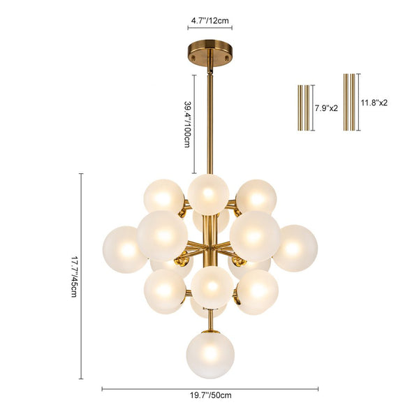 Mid Century Modern 19 - Light Cluster Glass Globe Chandelier - Yiilighting