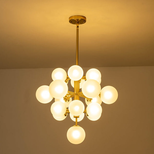 Mid Century Modern 19 - Light Cluster Glass Globe Chandelier - Yiilighting