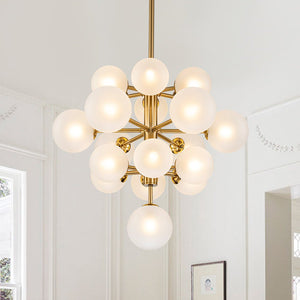 Mid Century Modern 19 - Light Cluster Glass Globe Chandelier - Yiilighting