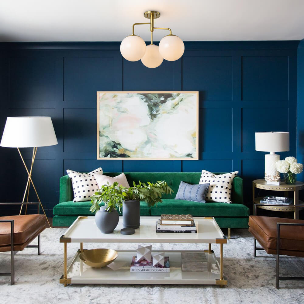 Modern 4-Light Square Glass Semi-Flush Mount Ceiling Light