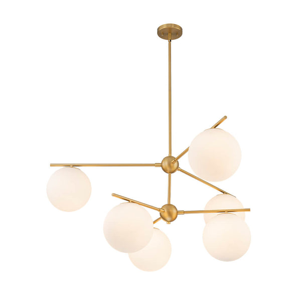 Mid - Century Modern 3/6 - Light Milky White Glass Globe Sputnik Chandelier - Yiilighting