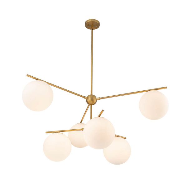 Mid - Century Modern 3/6 - Light Milky White Glass Globe Sputnik Chandelier - Yiilighting