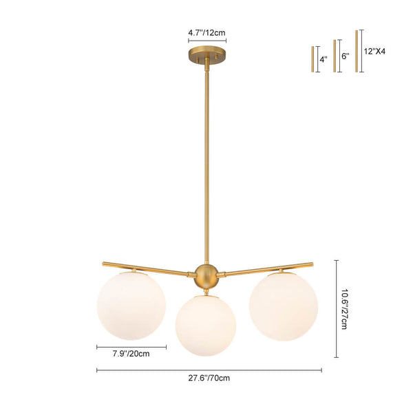 Mid - Century Modern 3/6 - Light Milky White Glass Globe Sputnik Chandelier - Yiilighting