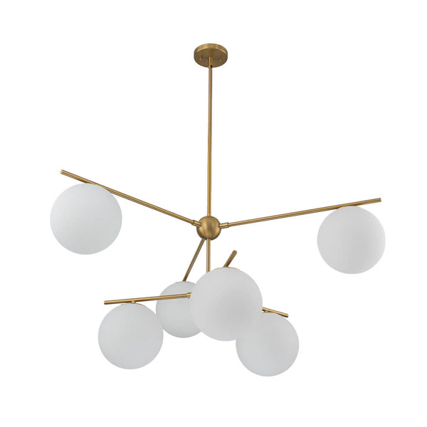 Mid - Century Modern 3/6 - Light Milky White Glass Globe Sputnik Chandelier - Yiilighting