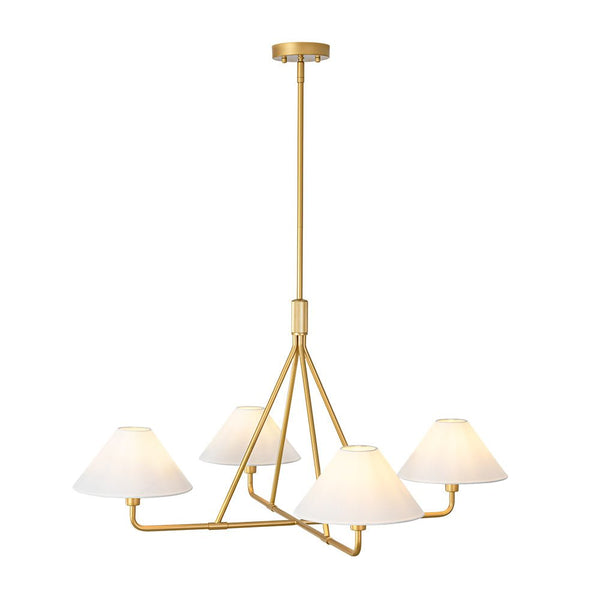 Mid - Century Modern 4 - Light Conical Fabric Shades Iron Chandelier - Yiilighting