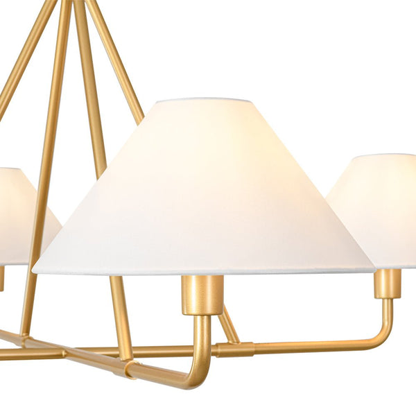Mid - Century Modern 4 - Light Conical Fabric Shades Iron Chandelier - Yiilighting