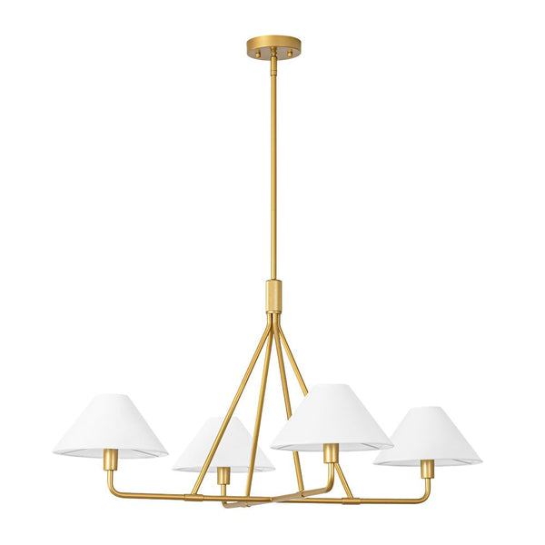 Mid - Century Modern 4 - Light Conical Fabric Shades Iron Chandelier - Yiilighting