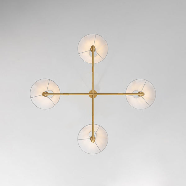 Mid - Century Modern 4 - Light Conical Fabric Shades Iron Chandelier - Yiilighting