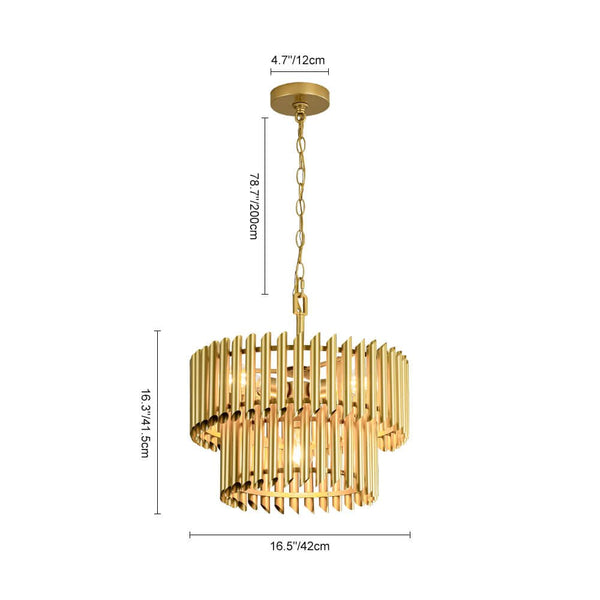 Mid - Century Modern 4 - Light Drum Tiered Chandelier - Yiilighting