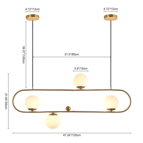 Mid - Century Modern 4 Light Oval Ring Chandelier - Yiilighting