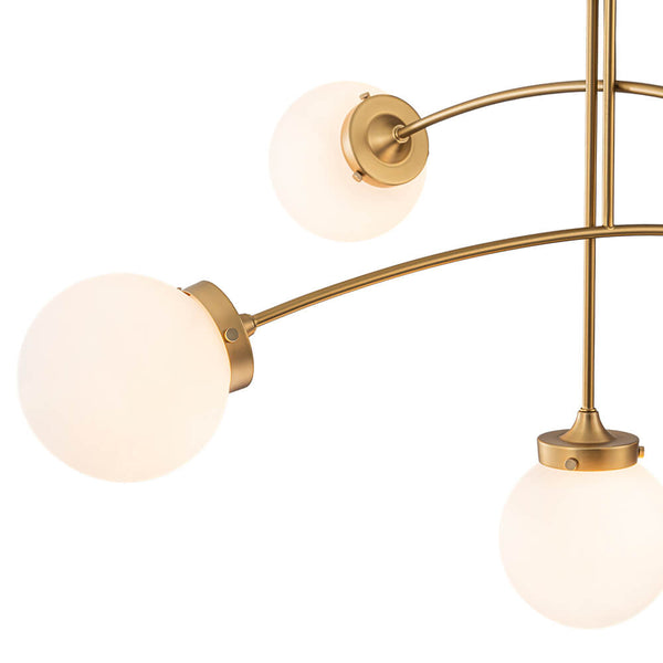 Mid - Century Modern 5 - Light Curved Arm Glass Globe Chandelier - Yiilighting