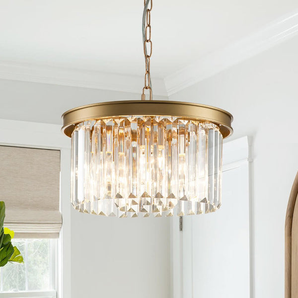 Mid - Century Modern 5 - Light Drum Crystal Chandelier - Yiilighting