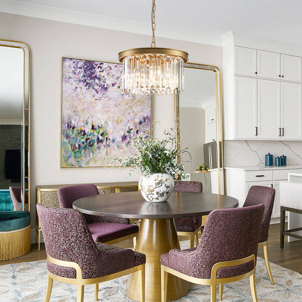 Mid - Century Modern 5 - Light Drum Crystal Chandelier - Yiilighting